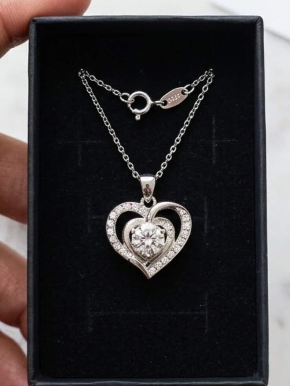 XL45	Emily's Hear 1 ct Moissanite iwth heart pave